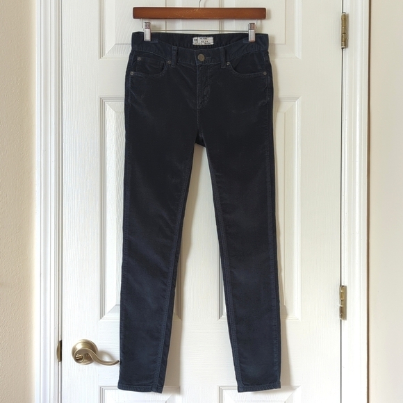 Free People Classic Pinwale Corduroy Mid Rise Skinny Pants Navy Blue 26 - Picture 1 of 14